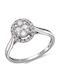 Diamond Group Single Stone Ring In 18K White Gold With Diamond