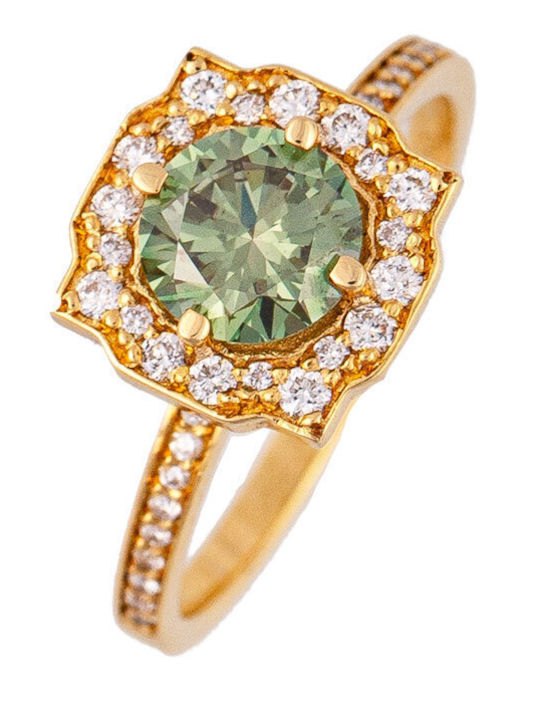 Single Stone Ring From 18K Gold With Diamond