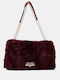 Fur Women's Shoulder Bag Burgundy