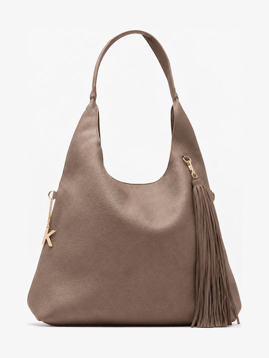 Fabric Knitted Women's Shoulder / Crossbody Bag Beige-dark