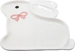 Decorative Easter Plate Rabbit Ceramic White Pink 26.8x25.2x2.4cm Pack Of 2 Pieces Decorative Easter Plate Rabbit Ceramic White Pink 26.8x25.2x2.4cm Pack Of 2 Pieces