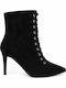 Suede Damen Stiefeletten mit Hochabsatz Schwarz