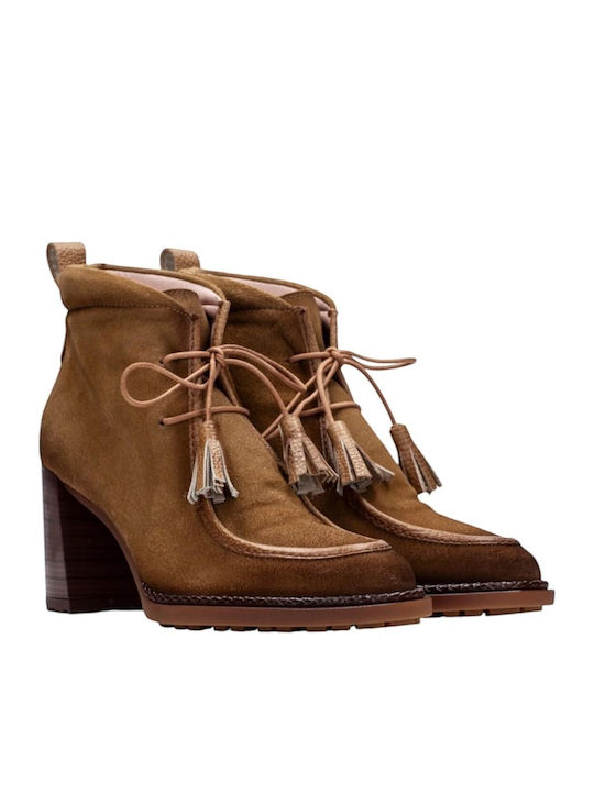 Leather Women's Ankle Boots Tabac Brown