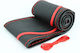 Stitch-on Steering Wheel Cover Genuine Leather Black Red Ap-66
