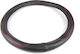 Slip-on Steering Wheel Cover Eco Leather Black Smooth Red Stitching 38cm