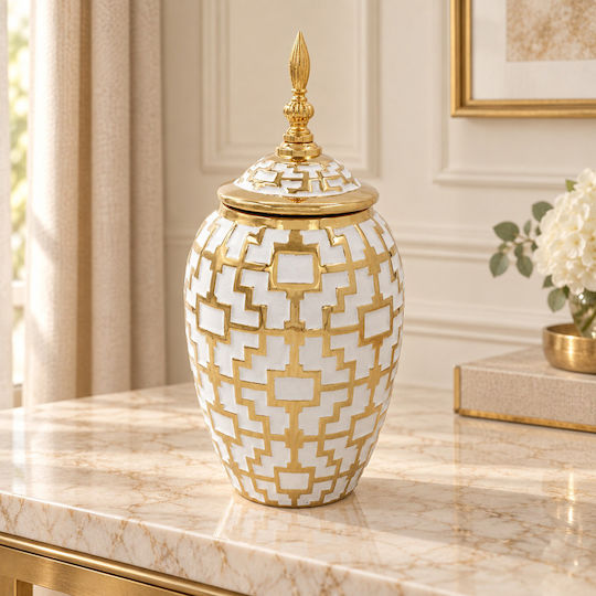Keskor Decorative Vase Ceramic White 16x16xH35cm