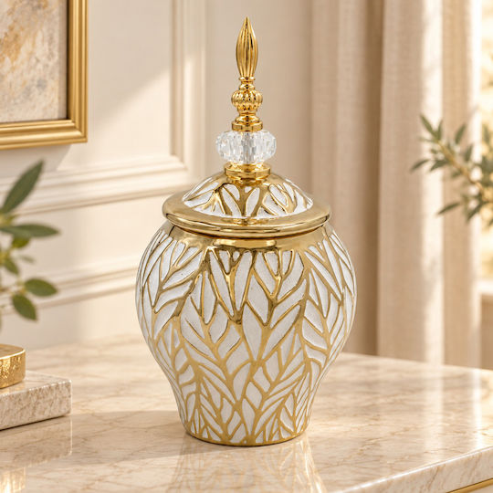 Keskor Decorative Vase Ceramic White 16x16xH30cm