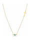 Daskalakis Doppeltes Halskette Talisman Auge aus 14K Gold