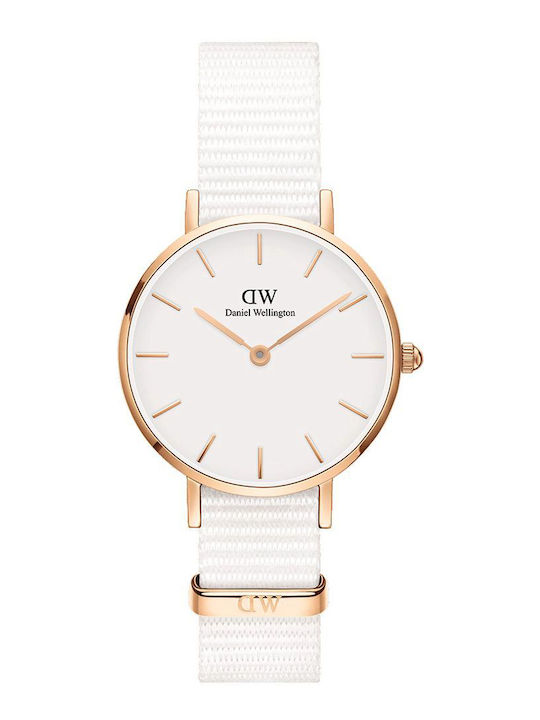 Daniel Wellington Ceas De Damă 32mm Cu Baterie Și Curea Textilă Albă