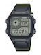 Casio Дигитален Мъжки Часовник Хронограф На Батерия с Зелен Текстилен Каишка