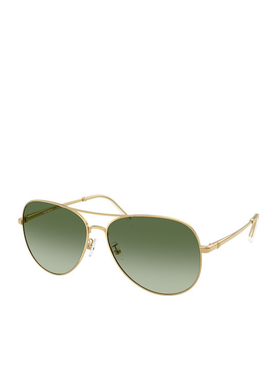 Tory Burch Women's Sunglasses with Gold Frame and Green Lens
