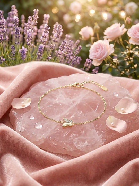 Damen Armband Kette aus Leder mit Zirkon