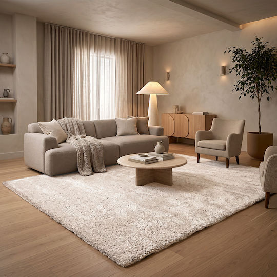 Beauty Home Flame Art 9665 Комплект Shaggy Килими за Спалня Бежов 9665-Комплект 3бр
