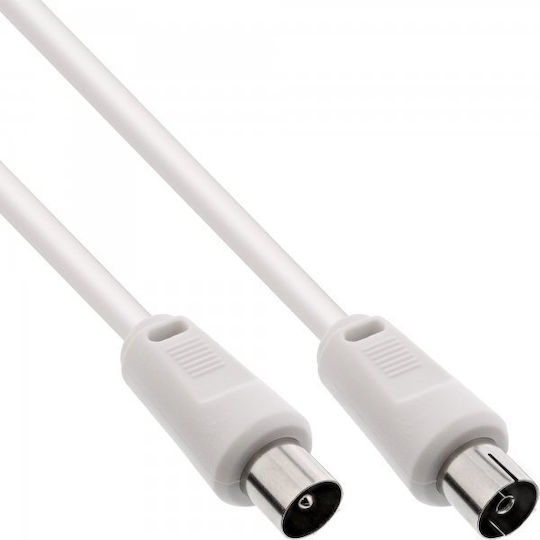 InLine Cablu de antenă Coaxial de sex masculin - Coaxial de sex feminin Alb 2m 69402 1buc