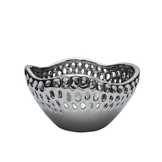 Dekoratives Schale Keramik Silber 24,5x23,5x3,5cm