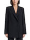 MY T Long Women's Double Breasted Black Blazer