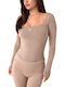 Guess Damen-Bodysuit Frauen Larissa Square Neck Longsleeve