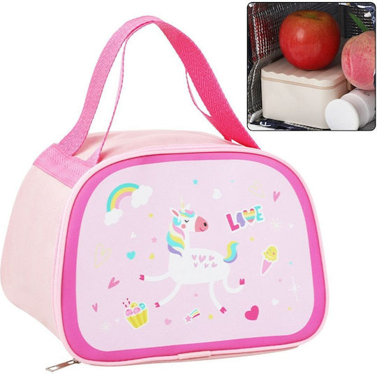 Lean Toys Schulische Lunchbox Handtasche 3lt Rosa Einhörner 17x17x23cm