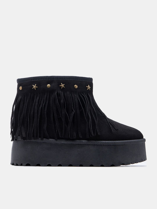 Luigi Damen Stiefeletten mit Pelz Schwarz