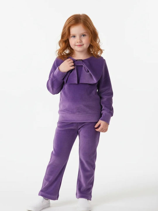 Joyce Bow Kids Sweatpants Set Purple