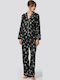 Pen-ky Pen-ky Damen-Schlafanzug-Set Winter Schwarz