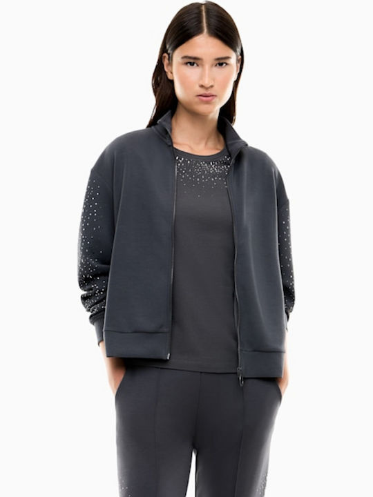 Women's Grey Sweatshirt Cardigan