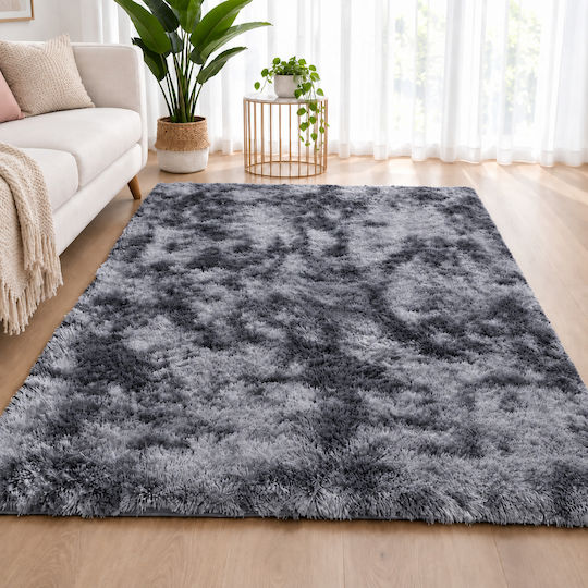 Ehome Правоъгълен Двуцветен Килим 60x90см Двуцветен Пухкав Килим Tie-Dye Мека Текстура – Налични Много Размери TieDye-D/сив