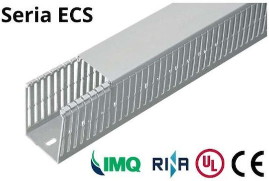 Elettrocanali Self-Extinguishing Comb Cable Channel 4 6 4 150x80 Grey Cover Pv Uv 2m Ecs15080