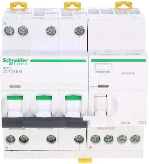 Schneider Electric Αυτόματη Ασφάλεια 16A Τετραπολική A9DG3716