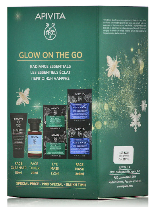 Apivita Glow On The Go Radiance Essential Σετ Περιποίησης για Ενυδάτωση & Λάμψη 4τμχ
