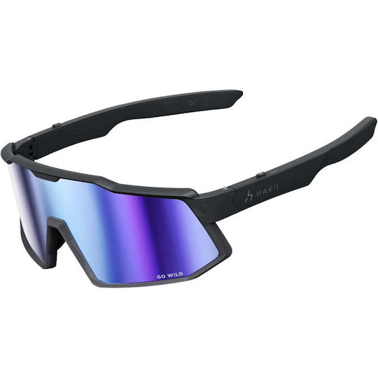 Hakii Cycling Glasses with Black Frame and Multicoloured Lenses