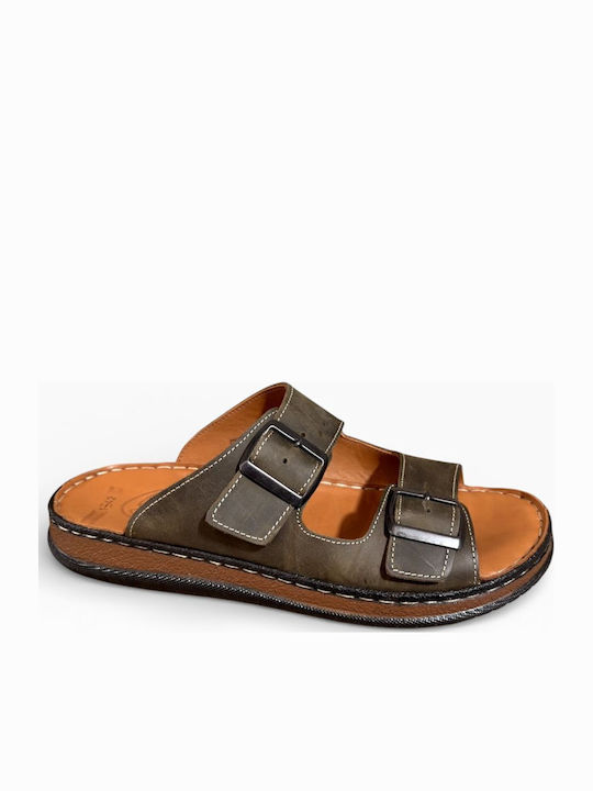 Leder Herrensandalen in Grün Farbe
