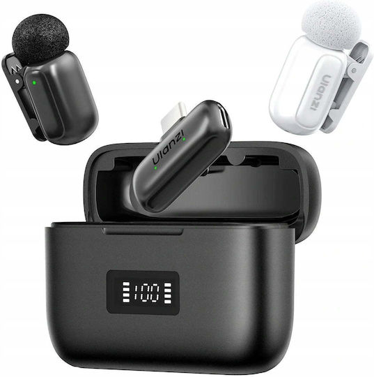 Ulanzi A200 Microfon Wireless de Rever pentru Mobil Alb-negru