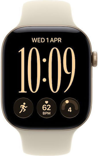 Apple Watch Series 12 Aluminium 42mm Αδιάβροχο με Παλμογράφο (Light Gold Aluminium with Sand Sport Band - S/M)