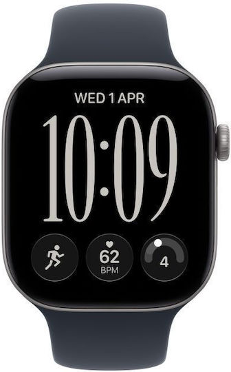 Apple Watch Series 12 Aluminium 46mm Αδιάβροχο με Παλμογράφο (Space Grey Aluminium with Navy Blue Sport Band - M/L)
