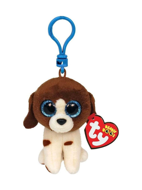 TY Beanie Boos Muddles Schlüsselanhänger Braun Weißer Hund 8,5 cm