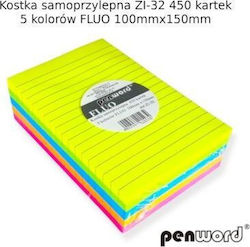 Penword Sticky Notebook Zi-32 5 Fluorescent Colors 100mmx150mm 450 Sheets Pack=10 Pieces