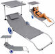 Lean Toys Grey Foldable Aluminum Beach Sunbed with Shader