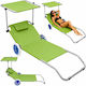 Lean Toys Green Foldable Aluminum Beach Sunbed with Shader