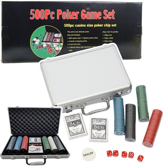 Lean Toys Set 500 Fise de poker 11.5gr în Valiză cu 5 Pachete