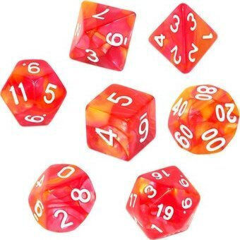 Rebel Сет двуцветни зарове RPG червено-жълто