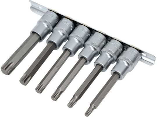 Rockforce Комплект Ключови Гайки-Bit Torx 1/2'' 6 Бройки T30-T60 Дължина 100мм