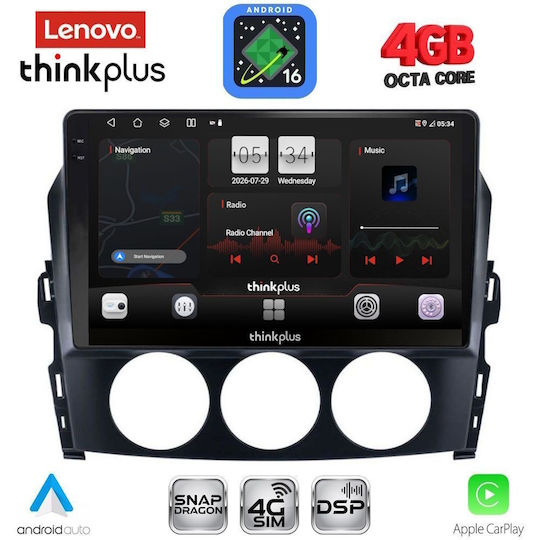 Lenovo Автомобилна Аудио Система За Mazda MX-5 2005-2015 (Bluetooth/USB/Вграден Wi-Fi/GPS/Apple CarPlay/Android Auto) С Touch Screen 9"