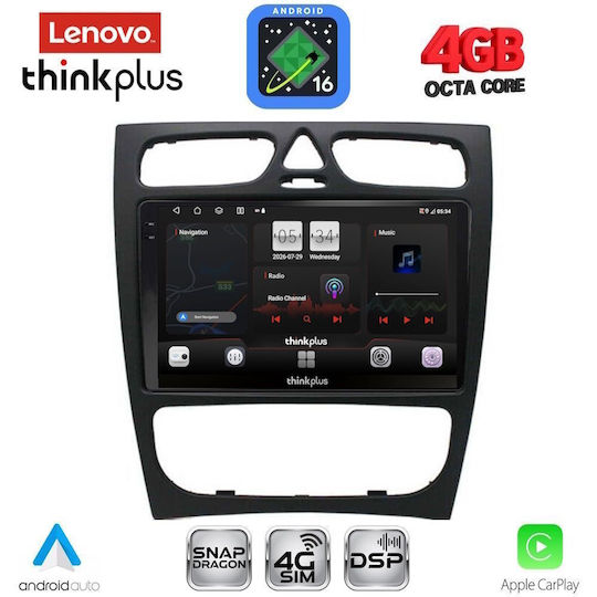 Lenovo Автомобилна Аудио Система за Mercedes-Benz C Class 1999-2004 (Bluetooth/USB/Вграден Wi-Fi/GPS/Apple CarPlay/Android Auto) с Touch Screen 9"