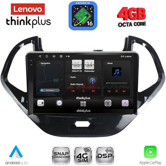 Lenovo Car Audio System for Ford Ka 2017-2024 Bluetooth USB WiFi GPS Apple CarPlay Android Auto with 9" Touch Screen