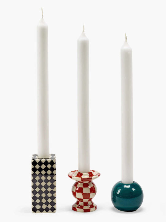 Serax Set of Ceramic Candle Holders in Black Colour 6x6x7cm 3 Pieces