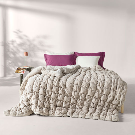 Kentia Husă de Pătură Set cu Umplere Microfibra Single 160x220cm Marshmallow Gri