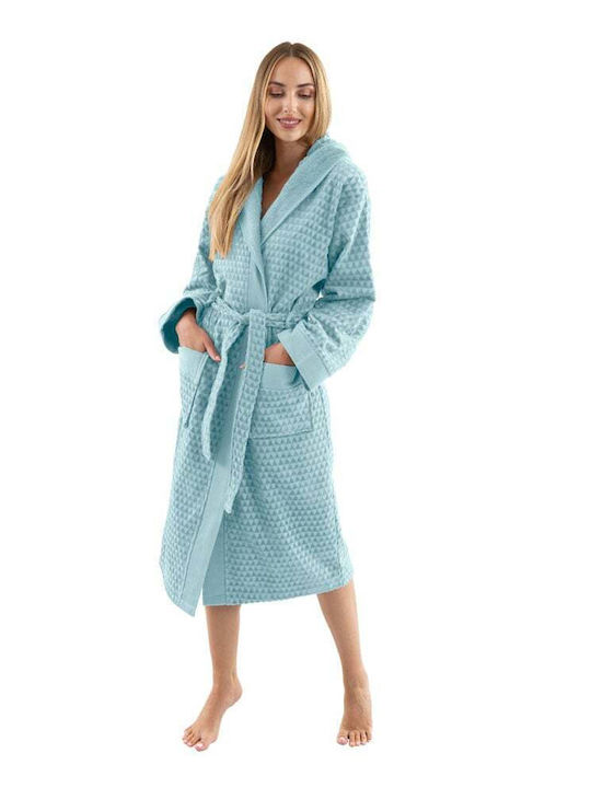 Guy Laroche Tokyo Men's Hooded Bathrobe Aqua