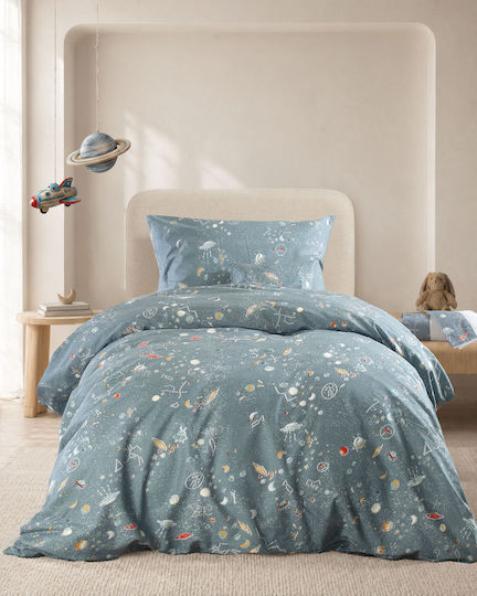 Rythmos Сет Спални Комплекти Полудвойни с Ластик Памучни Сини 160x260cm 3бр