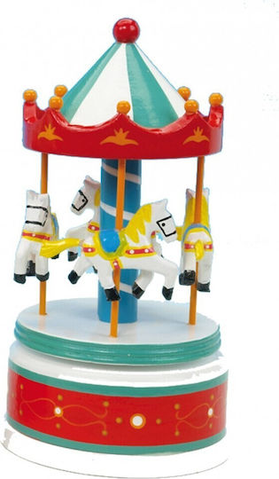 Carousel Музикална Кутия от Дървено Червено